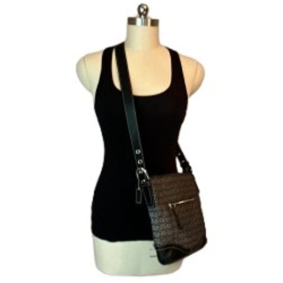 Coach Signature Mini C Black Jacquard & Leather Convertible Crossbody Bag NWOT - Picture 7 of 8